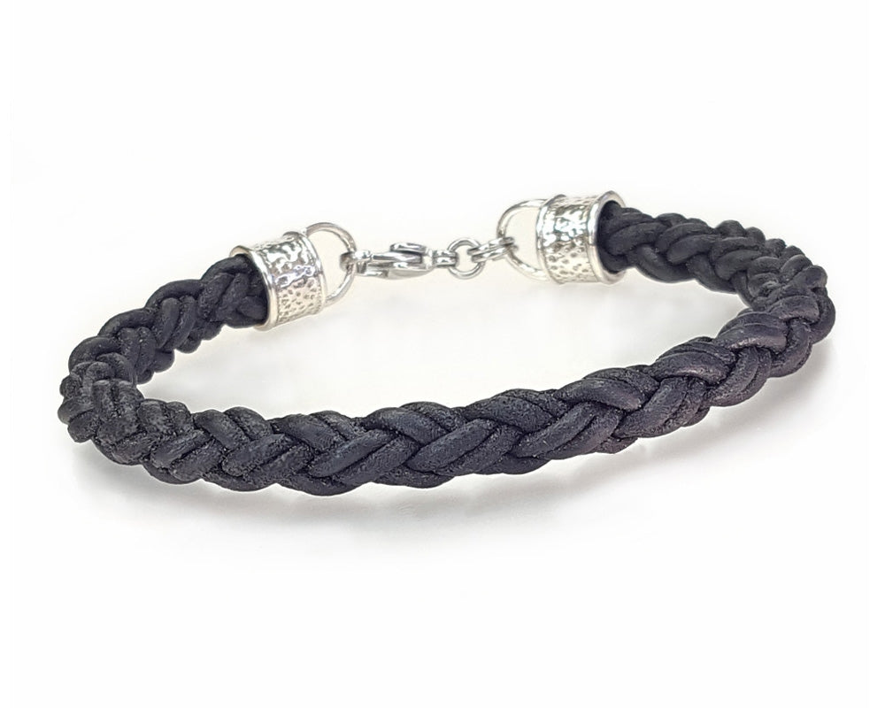 Braided Leather Rope Bracelet - Black - Lucky Dog Leather