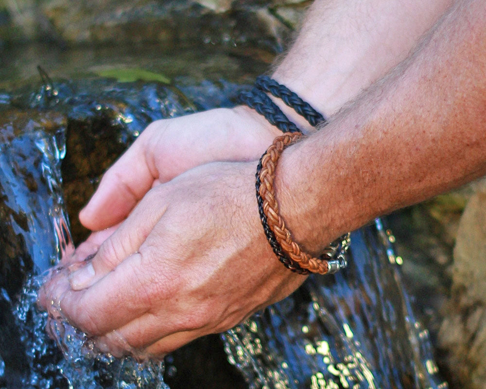 Braided Leather Rope Bracelet - Tan - Lucky Dog Leather