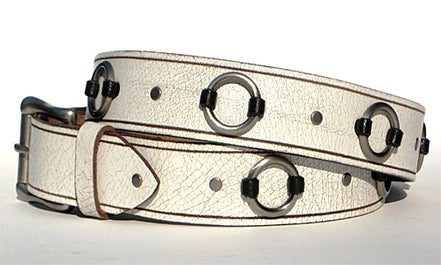 Ring Belt 1.5" - Crackle White Leather