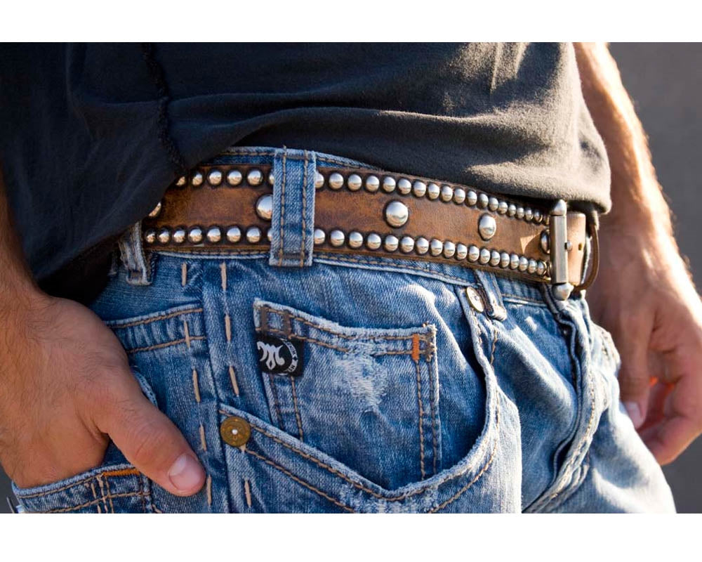 Spot Stud Belt - Antique Brown