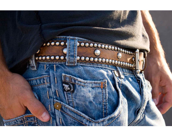 Spot Stud Belt - Antique Brown