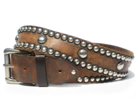 Spot Stud Belt - Antique Brown