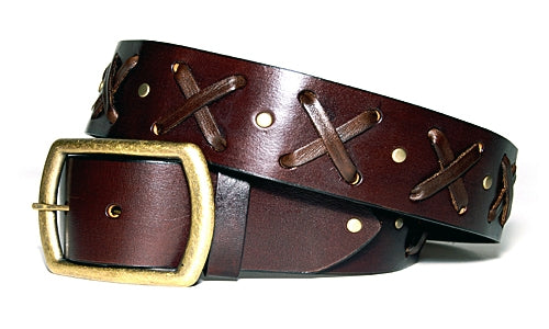 "X"  Belt - Brown leather