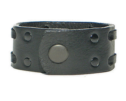 1 1/4" Wide Double Weave Snap Cuff - Black