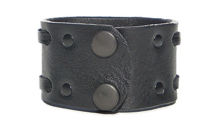 1 3/4" Wide Double Weave Snap Cuff - Black