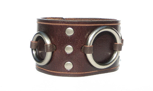1 3/4" Brown Leather Ring Cuff