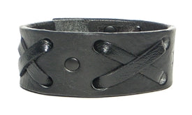 1 1/4" "X" Weave Cuff / Black on Black/ 8" Wrist