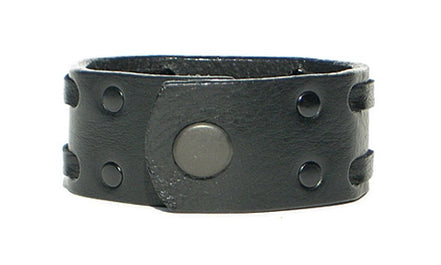 1 1/4" Wide X Weave Snap Cuff - Black