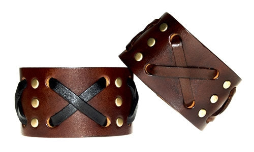1 3/4" "X" Weave Cuff / Brown / 8" Wrist
