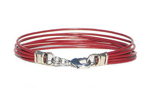 8 Strand Leather Cord Bracelet - Red