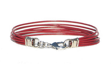 8 Strand Leather Cord Bracelet - Red