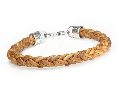 Braided Leather Rope Bracelet - Tan