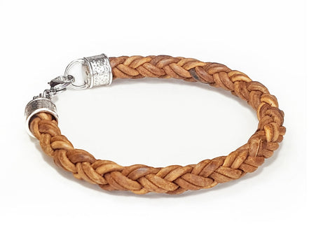 Braided Leather Rope Bracelet - Tan