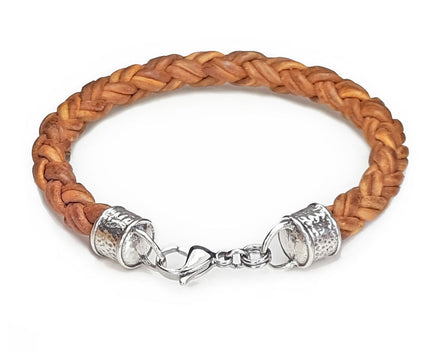Braided Leather Rope Bracelet - Tan