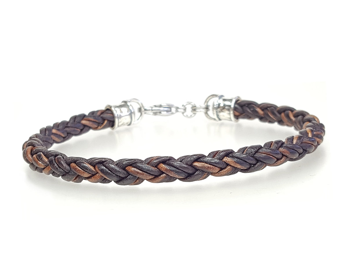 Skinny Braided Leather Bracelet - Brown - Lucky Dog Leather