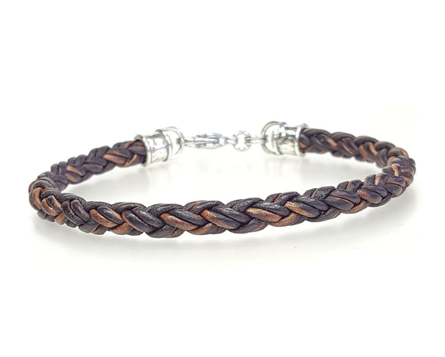 Skinny BROWN Braided Leather Bracelet