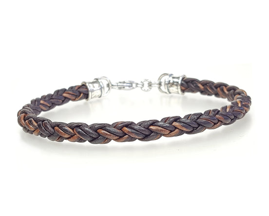Skinny BROWN Braided Leather Bracelet