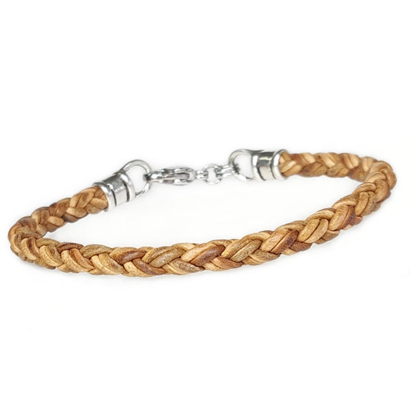 Skinny Braided Leather Bracelet - Tan - Lucky Dog Leather Skinny Braided Leather Bracelet - Tan - Lucky Dog Leather