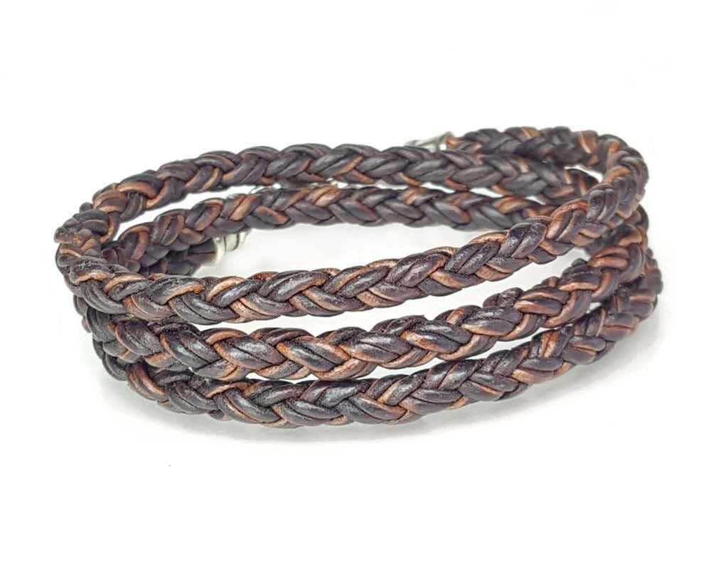 アクセサリー ONE TRICK PONY Kudo slap bracelet Brown BROWN TRIPLE WRAP Braided Leather Bracelet - Lucky Dog Leather