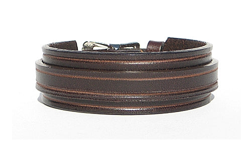 1" Wide Buckle Leather Cuff - Brown