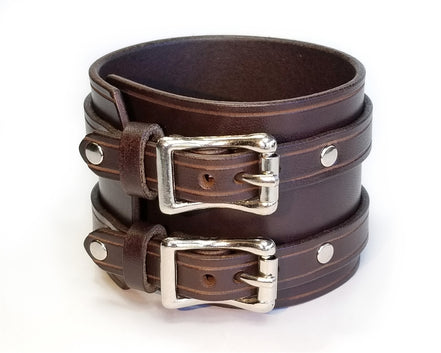 2 1/4" BROWN Leather Wristband
