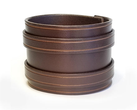 2 1/4" Wide Double Buckle Leather Cuff - Brown