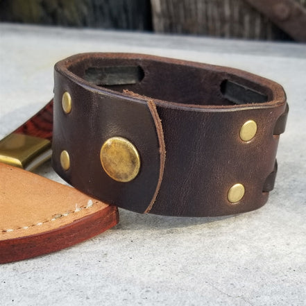 1 1/4" Double Weave Cuff / Brown/ 7.5" Wrist