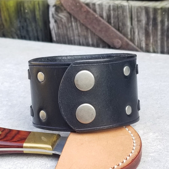 1 3/4" Double Weave Cuff / Black 6.75" Wrist