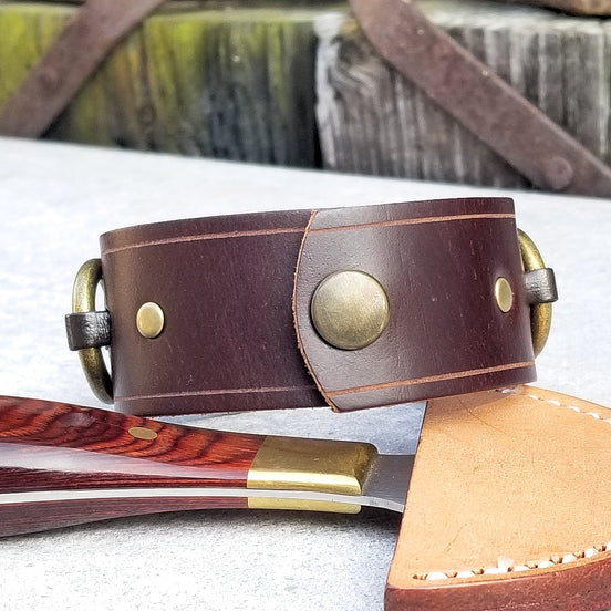 1 1/4" Ring Cuff / Brown/ Brass / 7" Wrist