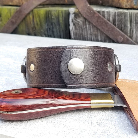 1 1/4" Ring Cuff / Brown/ Silver / 7.5" Wrist