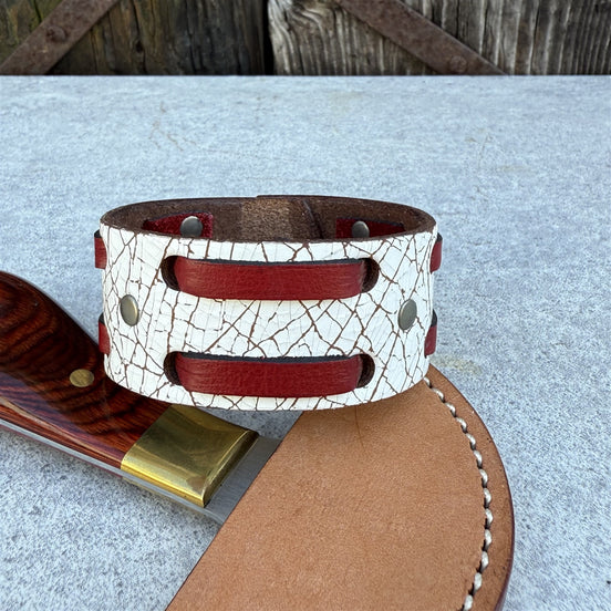 1 1/4" Vintage Brown Leather Ring Cuff