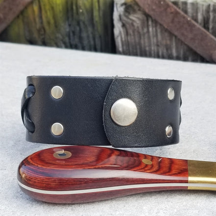 1 1/4" Wide X Weave Snap Cuff - Black