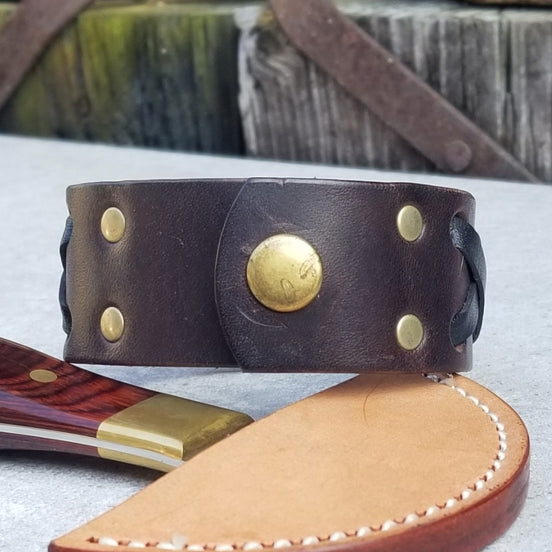 1 1/4" X Weave Cuff / Brown/ 7" Wrist