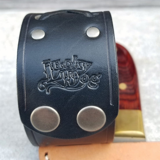 1 3/4" Wide X Weave Snap Cuff - Black