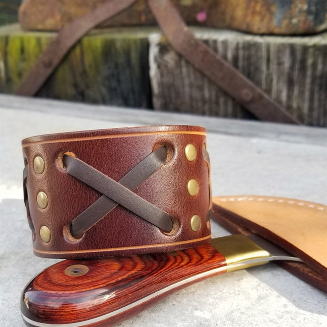 1 3/4" "X" Cuff / Brown/ Brass/ 7" Wrist
