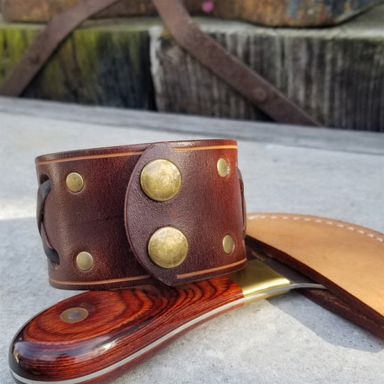 1 3/4" "X" Cuff / Brown/ Brass/ 7" Wrist