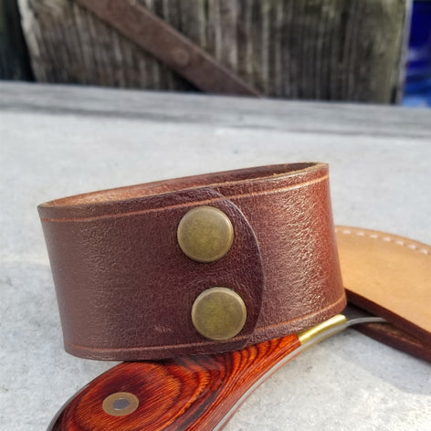 1 1/4" Wide Steampunk Wheel Wristband- Brown