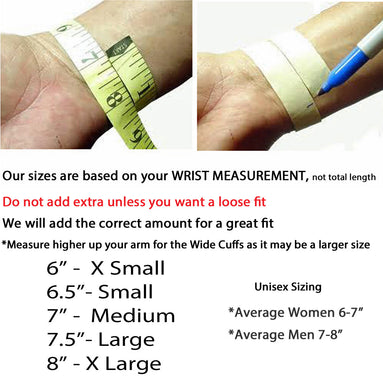 Bracelet sizing guide - how to measure your wrist and size chart for Lucky Dog Leather cuffs and bracelets