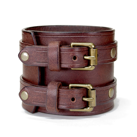 Badalassi Carlo Pueblo leather cuff bracelet Tobacco with Antique Brass buckle closure - handmade custom sizing - Lucky Dog Leather