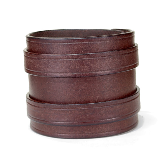 Badalassi Carlo Pueblo leather cuff bracelet in Tobacco - 2.25 inch double buckle - handmade - Lucky Dog Leather