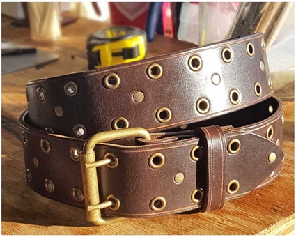 Double Grommet Leather Belt