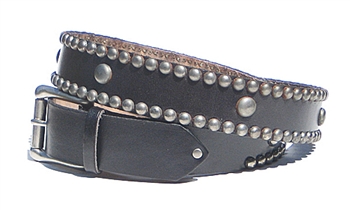 Spot Stud Black Leather Belt | Lucky Dog Leather